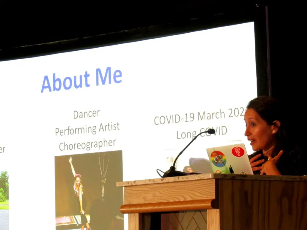 Daria Oller, DPT, shares her long COVID experience at the 2022 San Diego Pain Summit. Saturday, Feb. 26, 2021. (Photo by Nick Ng)