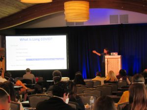 Daria Oller, DPT, ATC, shares her experience of long COVID at the 2022 San Diego Pain Summit. Saturday, Feb. 26, 2022. (Photo by Nick Ng)
