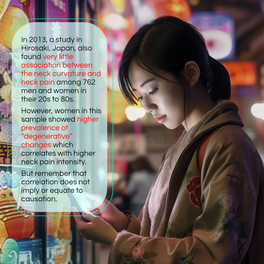 Young Japanese woman looking at her smartphone in a mall at night.