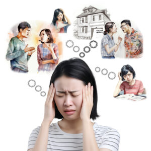 young asian woman having migraines from stress