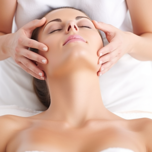 woman getting a head and face massage
